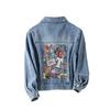 2023 Primavera Nueva Chaqueta de Mezclilla Estampada de Celebridad de Internet para Mujer Trendy ins Suelta Estilo Coreano Estilo BF Chaqueta de Mezclilla para Mujer