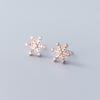 Ailuoqi Aretes de Plata S925 para Mujer Estilo Coreano Navidad Personalizado Copo de Nieve Diamante Niña Corazón Dulce Joyería para la Oreja G2967