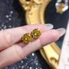 Brilhante Estrela Glória Diamante Amarelo Zircônia Octogonal Fundo Corte Rosa Milênio Anel Aberto Brinco Pingente Conjunto Feminino