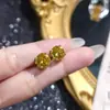 Brillante Estrella Gloria Amarillo Diamante Circonita Base Octagonal Corte Milenio Rosa Anillo Abierto Pendiente para Mujer Colgante Traje