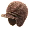 Chapéus de Inverno para Mulheres de Meia-Idade e Idosas, Avó, Mãe, Chapéus Quentes para Idosos, Chapéus de Lã Grossa Tricotados com Forro de Fleece e Proteção Auricular de Pelo de Coelho
