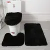 Set de Baño de Tres Piezas de Lana de Seda Felpudo Antideslizante para Baño Alfombra Aislante de Pelo Largo Combinación de Felpudos Transfronterizo