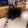 Pinza para el pelo con plumas negras de estilo lujoso y ligero, pinza para el pelo Mao con sentido avanzado, pinza para el pelo con forma de tiburón para la parte posterior de la cabeza para mujer, pinza para el pelo para la cabeza