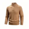 Suéter Masculino Gola Alta Meia Manga, Tricô Meia Zíper Outono/Inverno, Camisa Base Casual de Negócios, Disponível em Várias Cores