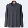 Camiseta de Manga Larga para Hombre, Primavera y Otoño, Top Versátil de Color Sólido, Camisa de Moda Ajustada para Primavera y Otoño, Camiseta Interior Básica para Hombre