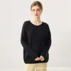 Novo suéter de cashmere 75% e seda de amoreira 25%, de malha reversível, gola redonda, cor sólida, versátil, solto e macio, para mulheres