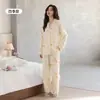 Algodón PuroPijama Nuevo de Mujer para Otoño con Mangas Largas y Estampado, Conjunto de Ropa de Casa con Cuello Camisero para Primavera y Otoño con un Toque de Lujo