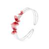 Pulseira de Tornozelo Prata 999.9 Esmalte Três Borboletas Feminina Leve Luxo Design de Nicho Aberta Pulseira de Prata Sólida Nova