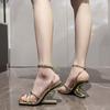 Tacones Altos de Verano 2026 Nuevo Trendy Sexy Versátil Punta Cuadrada Hebilla Metálica Tacón Irregular Sandalias de Tiras para Mujer