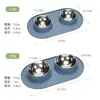 Acero Inoxidable de Silicona Doble Tazón para Perros Suministros para Gatos Antivuelco Tazón Inclinado Antideslizante Suministros de Comida Tazón de Comida para Mascotas
