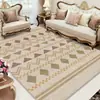 Alfombra Transfronteriza Geométrica de Lujo Ligero Estilo Americano, Rayas Simples, Lavable, Antideslizante, Adecuada para Sala de Estar y Dormitorio, Plegable