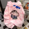 Sudadera con capucha estampada de Crayon Shin-Chan Otoño e Invierno 2025 Estilo Americano Retro para Mujer La más fácil de combinar Tie-Dye Rosa Top Casual