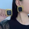 Pendientes Metálicos Cuadrados Retro Exagerados Marrones Europeos y Americanos para Mujer, Modernos Elegantes, Pendientes Geométricos Elegantes, Pendientes de Alta Gama
