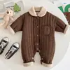 Mono Acolchado de Otoño Invierno Estilo Coreano Versátil Cuello de Lana de Cordero Body Engrosado Para Niños y Niñas Ropa de Gateo para Exteriores Moderna