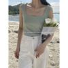 Chaleco para Mujer de Tirantes Finos Ropa Interior de Punto Lana Sin Mangas Primavera Verano Nuevo Sexy Color Sólido Top Exterior para Mujer