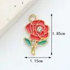 Acessórios DIY Flor Rosa com Gotejamento de Óleo Vermelho Crisântemo Pingente de Liga Pulseira Brincos Colar Chaveiro