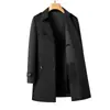 Gabardina transfronteriza para hombre para otoño e invierno, con cuello de solapa, de longitud media, cinturón desmontable, adecuada para negocios casual de mediana edad y vestimenta formal, moderna