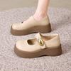 Zapatos Mary Jane de Plataforma Estilo Francés para Mujer 2025 Nuevo Verano Piel Suave Planos de Oficina Versátiles Zapatos Pequeños de Piel