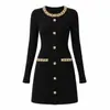 Vestido de alta gama con adornos de diamantes para mujer, Vestido Bodycon ceñidor de cintura con hebilla metálica de Amazon, pequeño vestido negro de lujo ligero