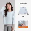 Conjunto de Otoño Pudding Haru para Niñas, Ropa Dulce para Niños, Nuevo Estilo de Otoño 2026, Camiseta de Manga Larga con Bloques de Color para Niños