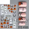 Adesivos de unha FULL BEAUTY para exportação, estilo Halloween Francês, bandagem econômica, rosto de fantasma e adesivos de unha de abóbora