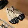 Versión de piel de oveja~zapatos de piel de cerdo de puntera partida de nicho de cuero genuino con lazo, bailarinas Mary Jane de tacón plano, zapatos de ballet sin cordones
