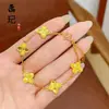 Pulsera de calabaza mariposa oro antiguo de alto color láser tienda de oro con joyería flash nicho lujo cuatro hojas