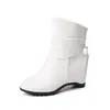 Botas de otoño e invierno 2023 zapatos acolchados de algodón Botas Martin Botas cortas de estilo británico para mujer Botas casuales de plataforma con tacón alto forradas de polar Comercio exterior botas