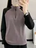 Camiseta Térmica de Base para Mujer, Forrada de Polar, para Deportes al Aire Libre, Montañismo, Combinación de Colores, Ropa para Correr y Fitness de Primavera, Otoño e Invierno