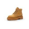 Botas Martin Amarillas de Cuero de Vaca de Dos Capas con Suela Gruesa para Mujer Estilo Europeo Botas Invierno 2026 Nuevos Zapatos Cortos de Cuero Versátiles de Media Pantorrilla