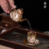 Conjunto de chá de cerâmica pintado à mão com flores pequenas, para queimar lenha, luxuoso, retrô, feito à mão, cor sob esmalte, conjunto de chá pequeno, estilo chinês fresco, conjunto de chá kung fu