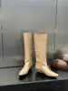 Otoño/Invierno 2026 Nuevas Botas Francesas de Tacón de Cuña con Punta Cuadrada de Tacón Alto Botas Largas de Tubo Alto Botas para Mujer