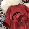 Camiseta Masculina de Manga Curta Estampada Crayon Shin-new Moda Verão Meia-manga Estilo Americano Marca da Moda Jovem Estudante Top Solto