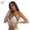 Comércio Exterior Praia Lantejoulas Coloridas Peito Envolto Dança do Ventre Sutiã Moedas Penduradas Doray Performance de Palco Top Colorido com Lantejoulas de Diamante