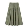 Falda casual fruncida para mujer, cintura elástica, corte holgado, falda midi acampanada de varios niveles adelgazante K487995
