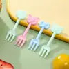 Garfos de plástico descartáveis de grau alimentício para frutas para uso doméstico e comercial, palitos multifuncionais para salada e frutas com padrão de bambu