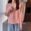 Cardigan Jaqueta Tricotado Novo Estilo Coreano Outono e Inverno Feminino Solto Cor Sólida Simples Versátil Pequeno Suéter Top Estilo Ocidental