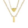 Collar de acero inoxidable de doble capa con cadena de corazón dorado, estilo sencillo y moderno, para mujer.