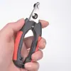 Cortador de Unhas Grande para Animais de Estimação em Aço Inoxidável com Fivela de Travamento, Cabo Preto, Borracha Vermelha, Cortador de Unhas para Gatos e Cachorros