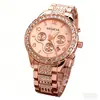 1 pieza-Reloj de Pulsera de Cuarzo Unisex de Lujo con Diamantes de Cristal Pavé, Calendario, Manecillas Luminosas, Acero Inoxidable para Hombres y Mujeres