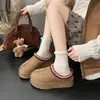 Botas de nieve slip-on estilo étnico con suelas gruesas para mujer, nuevo estilo de invierno con forro de felpa