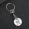 Carrito de Compras Empujado a Mano Logo Moneda Token Metálico Llavero con Cierre de Langosta Regalo Promocional Llavero de Token de Supermercado