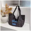 Bolsa de Compras de Verano Fresca con Estampado de Letras y Lunares INS, Bolso de Hombro Único con Bolsillo Interior con Cremallera de Doble Capa