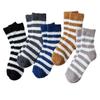 Meias de Coral Fleece Transfronteiriças para Homens, Inverno Espessadas de Pelúcia Quentes para Chão Listradas de Dormir de Algodão Longas