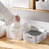 Caixa de Armazenamento Transparente Simples Material PP Grande Capacidade Caixa de Armazenamento para Cozinha Mesa Casa com Alça Tampa Caixa de Armazenamento