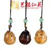 Yiming Xianyuan Talla de Sándalo Dibujo Animado Colgante Accesorios para Teléfono Móvil DIY Talla en Madera Lindo Animal Colgante Colgante para Bolsa