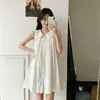 Vestido de Verano Único Estilo Coreano para Mujeres Petites, Vestido Camiseta sin Mangas de Tres Capas para Vacaciones, Adelgazante