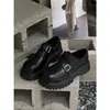 Otoño 2026 Nuevos Zapatos Pequeños de Cuero Genuino Suela Gruesa Hebilla para Aumentar Altura Estilo Británico Zapatos Casuales Versátiles Mocasines JK para Mujer