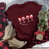 Camisetas Casuais Divertidas Femininas Gola Redonda Camiseta de Natal Gola Redonda