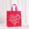 Bolsa de Mano de Tela No Tejida Impresa Más Vendida de Amazon Rosa Bolsa para Empaquetar Regalo del Día de San Valentín Bolsa Plegable de Almacenamiento